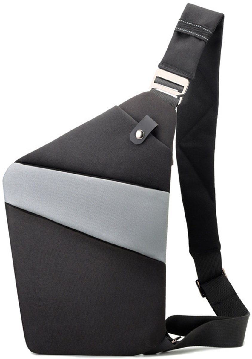 Veilige Schoudertas met Anti-Diefstal Functie - Waterdichte Crossbody Bag-schoudertas met grote capaciteit-Stijlvolle reistassen-Rechter schoudertas-Zwart en grijs