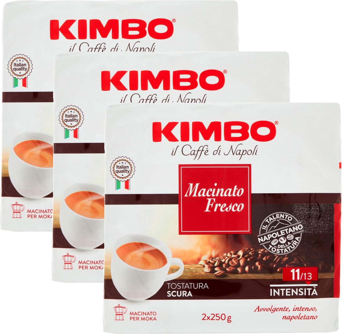 Kimbo il Caffe di Napoli Macinato Fresco - Multipack - Gemalen Koffie - 1500g (6x250g)