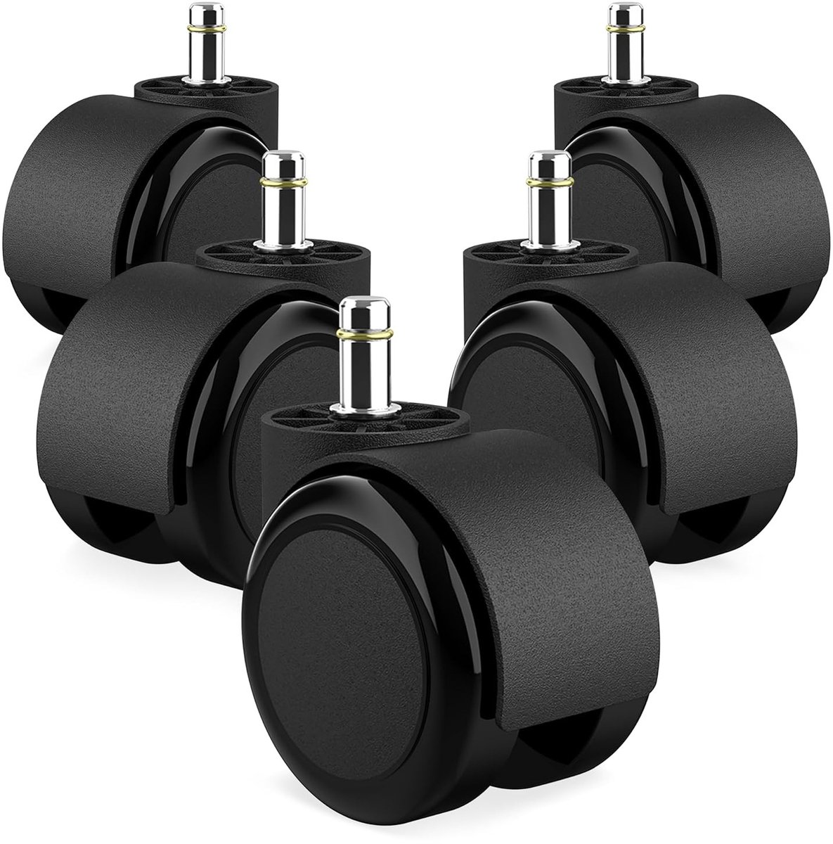 Bureaustoelwielen Set - Zwart - 10 mm x 22 mm - Harde Vloeren - Voor Bureaustoelen Tot 175 kg