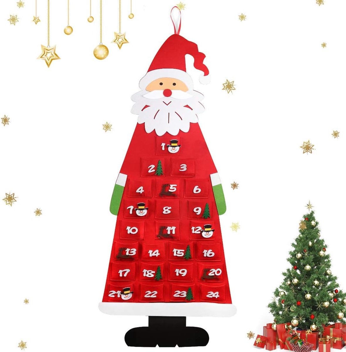 Advent calendar for filling for children, red felt advent calendar, fabric door, 24 pockets, fabric Christmas calendar - ShopVlot