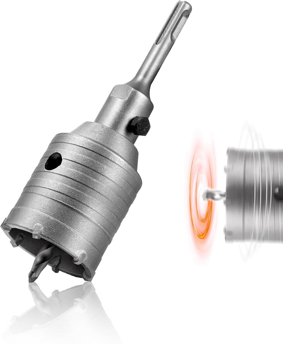 Hollow Drill Bit 55mm Wall Drill Bit with SDS Plus Adapter Center Drill Carbide Core Drill Crown Hammer Impact - ShopVlot
