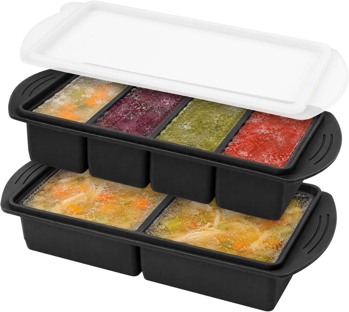 Set van 2 diepvriesvormen, opslag van 500 ml/250 ml/125 ml - ShopVlot