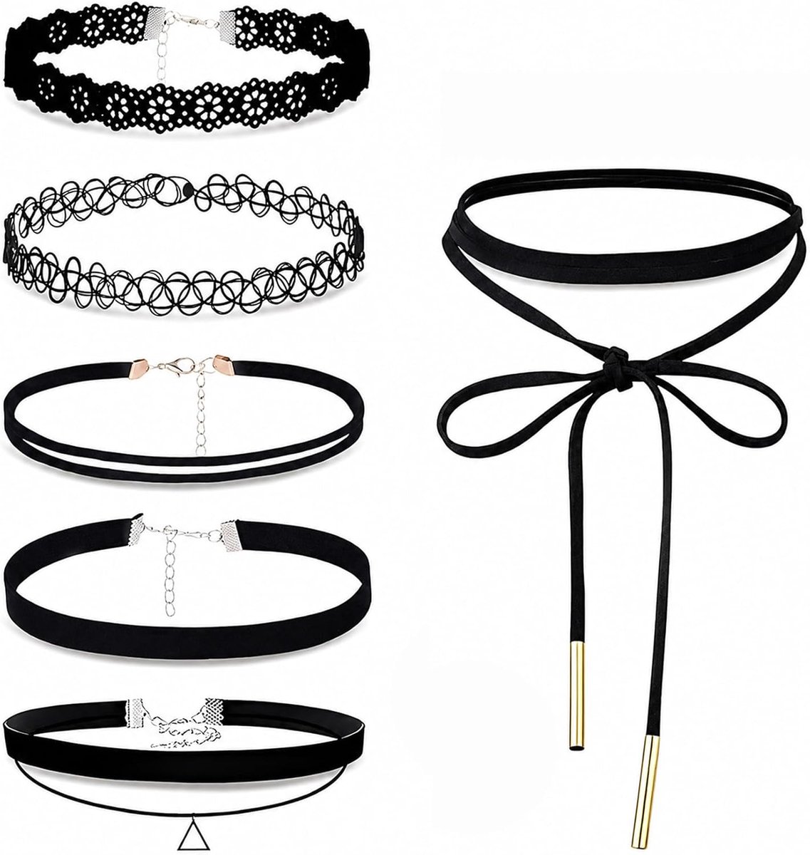 6 stuks chokerketting voor dames, halsketting, damessieraden - ShopVlot