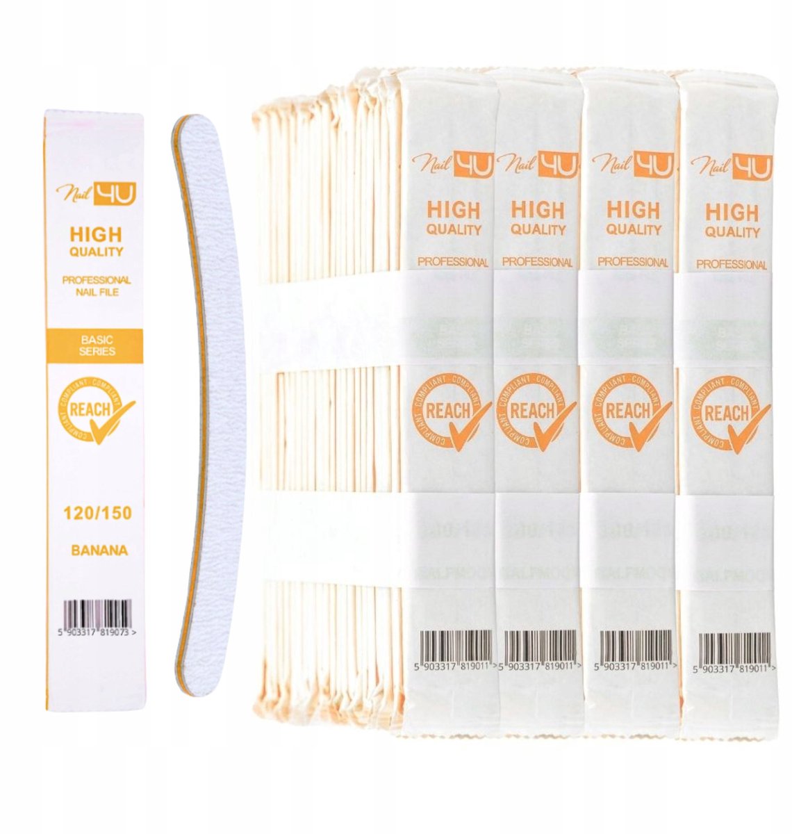 Nail4U Banaan Vijlen Korrel 120/150 - 100 stuks, hygiënisch verpakt