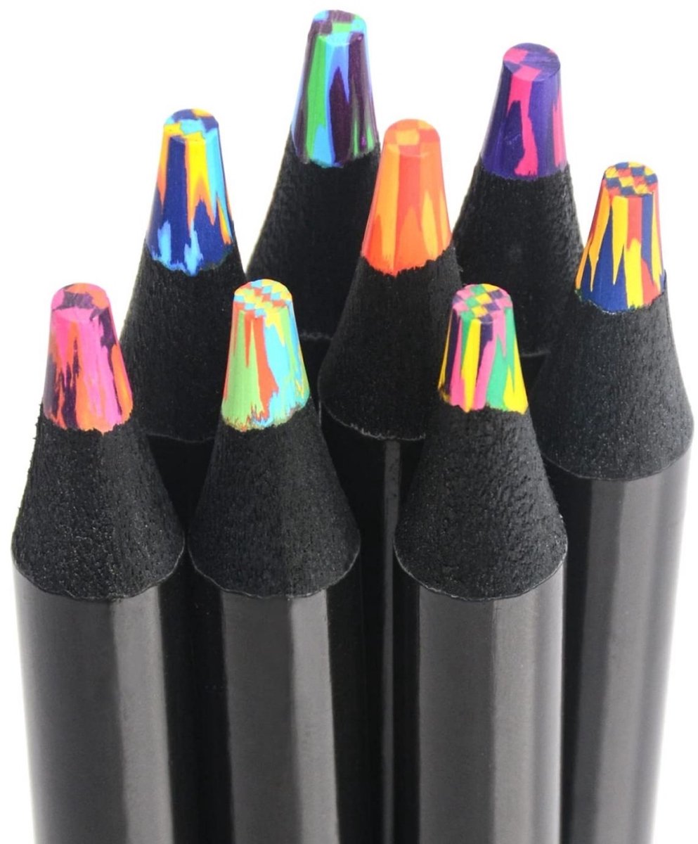 GELLDG 8 Stuks Kleurpotloden voor Volwassenen - Regenboog Buntstiften - 17,6x0,98cm - Diverse Kleurencombinaties en Veelzijdige Lijnen - Geschikt voor Kleuren, Schetsen en Creatieve Ontspanning - Houten Potloden Set
