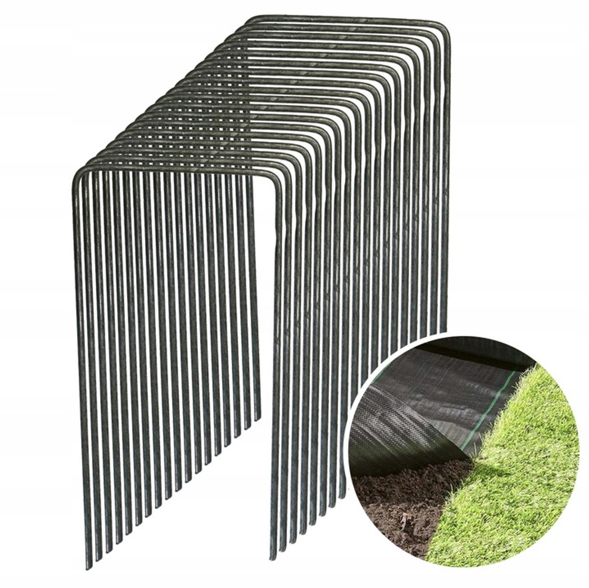 U-vormige metalen grondpennen voor landbouwdoek - 100 stuks
