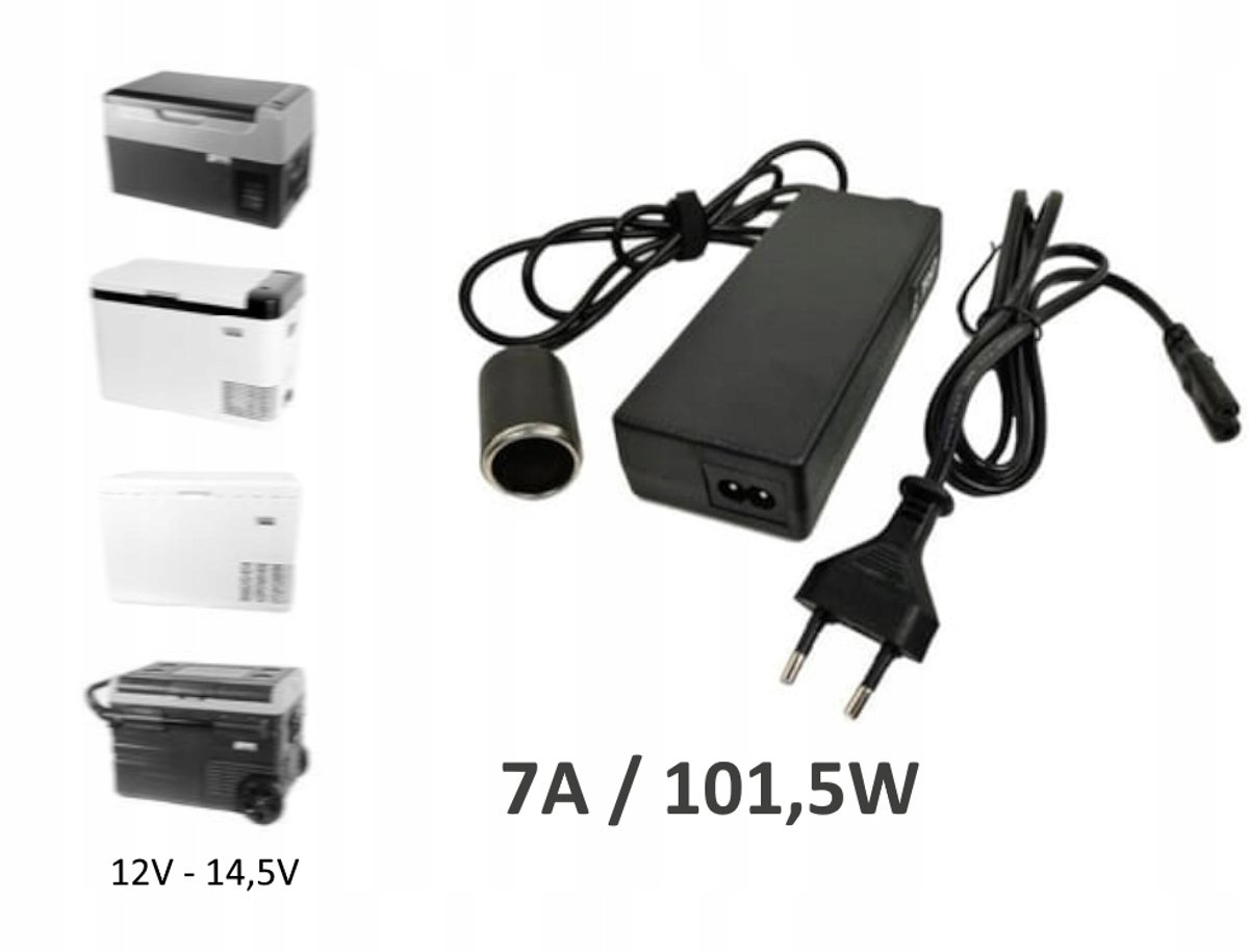 Voeding 12V-14.5V 7A 101.5W voor Koelbox met Sigarettenaansteker