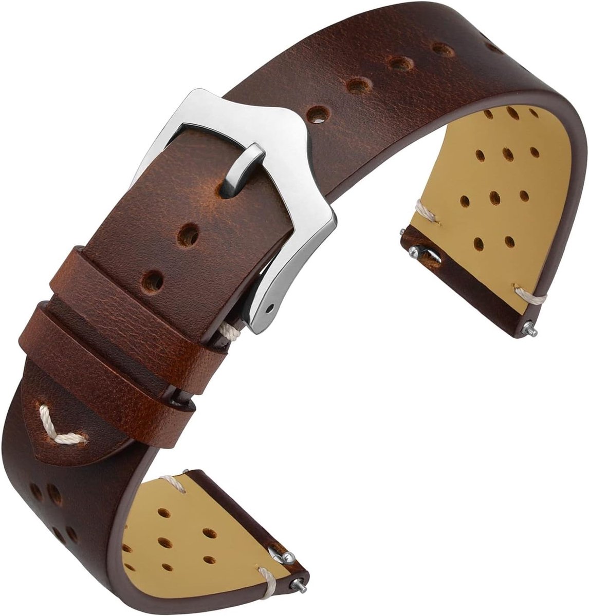 ANNEFIT Vintage Leather Watch Band, Quick Release Replacement Strap for Men and Women, Width Choice 18mm 19mm 20mm 22mm - ShopVlot