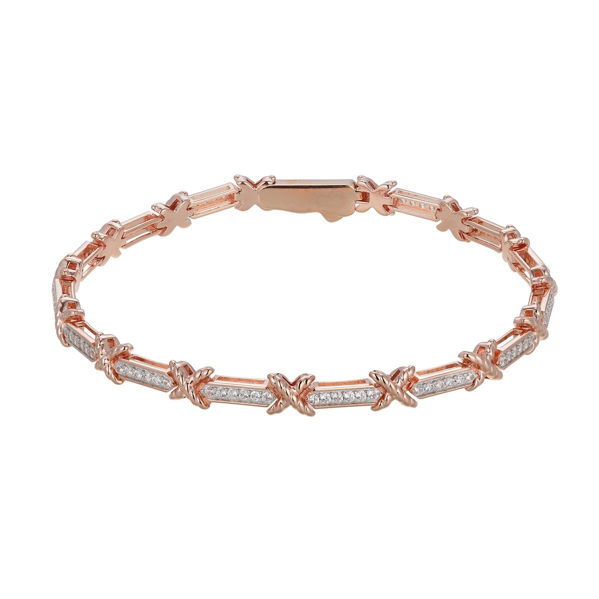 Cavill - Zilveren Armband met Roségouden Vergulding - 93 Nigeriaanse Zirkonia Pavé - 0,907 ct - Elegante Damesarmband - 925 Sterling Zilver