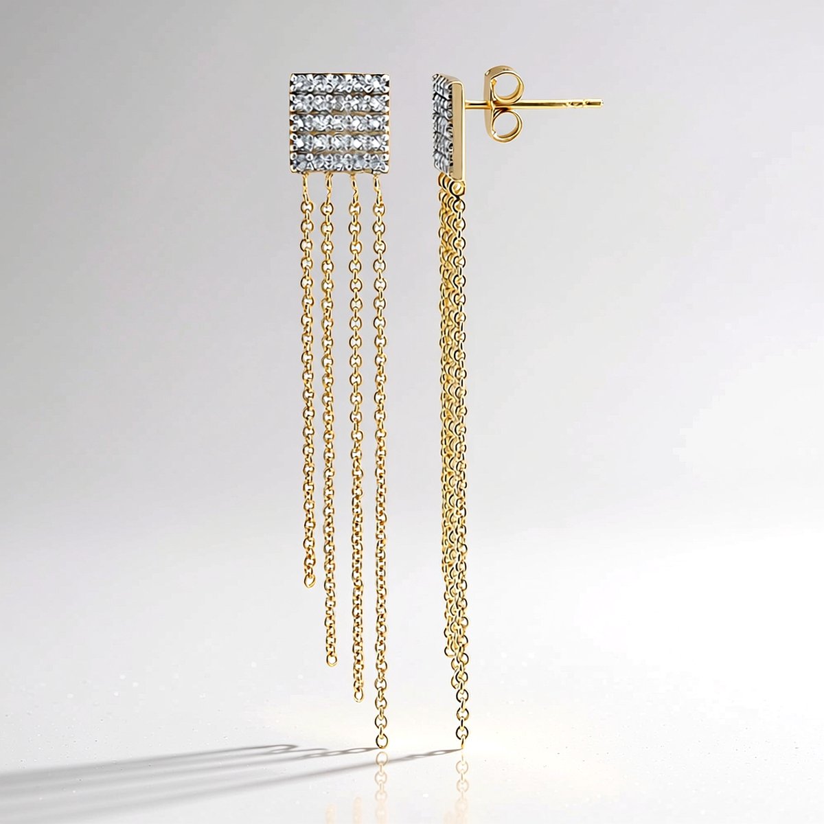 Cavill - Zilveren Oorbellen met 0,5 Ct Witte Topaas - 925 Sterling Zilver Verguld - Elegante Cascade Oorbellen - Luxueuze Sieraden Dames