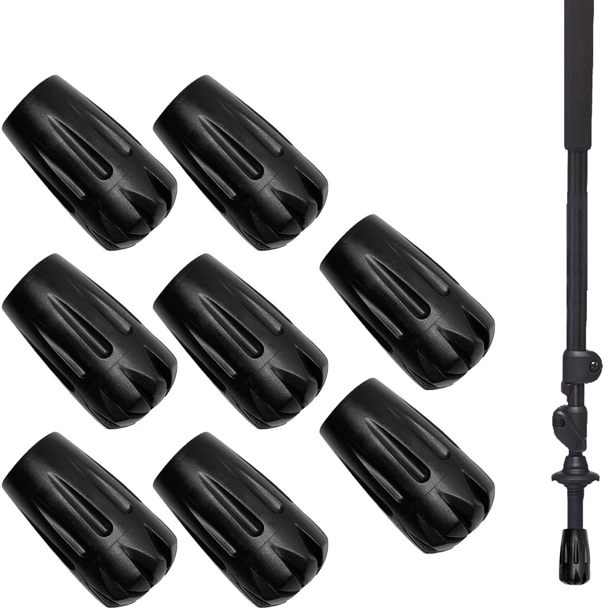8 Stuks Gummipuffers voor Wandelsstokken - Vervangend Gummi voor Trekking en Nordic Walking