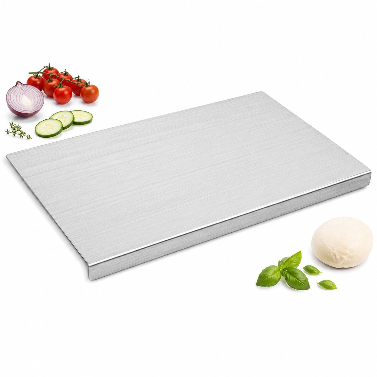 Snijplank - Hygiënisch - Vaatwasserbestendig - RVS - 30x40 cm - Metalen snijplank - Kneedplank - Voor vlees en groenten - Roestvrij staal - Zilver