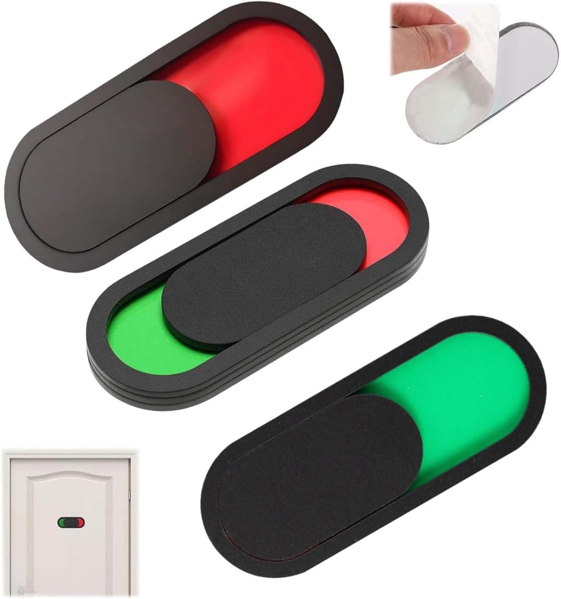 Vrij - Bezet Schuifbordje - 3 stuks privacy-deurbordjes - 10 x 4 cm - schuifbordje beschikbaar - niet storen - bordje met schuif - zelfklevend bezet - toiletbordje voor thuis, badkamer, kantoor, vergaderruimte