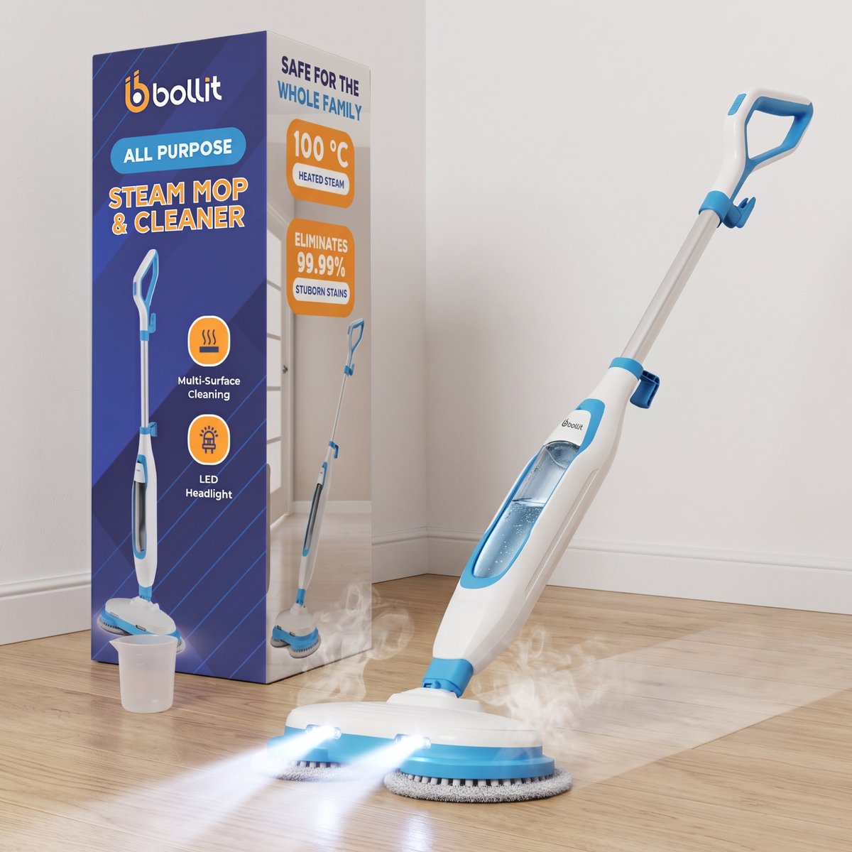 BOLLIT Elektrische Dweil & Stoomdweil 1500W - Dweilapparaat & Vloerreiniger - Stoomreiniger - Dweilsysteem - Elektrische Mop - Houten Vloer, Laminaat & Tegels – foto 8