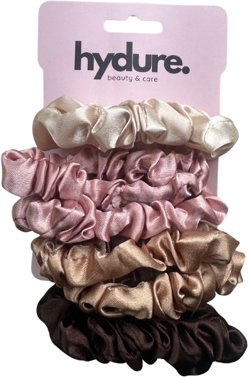Hydure Scrunchie - van Satijn - Haarelastiekjes - Kleine Scrunchies - 6 stuks