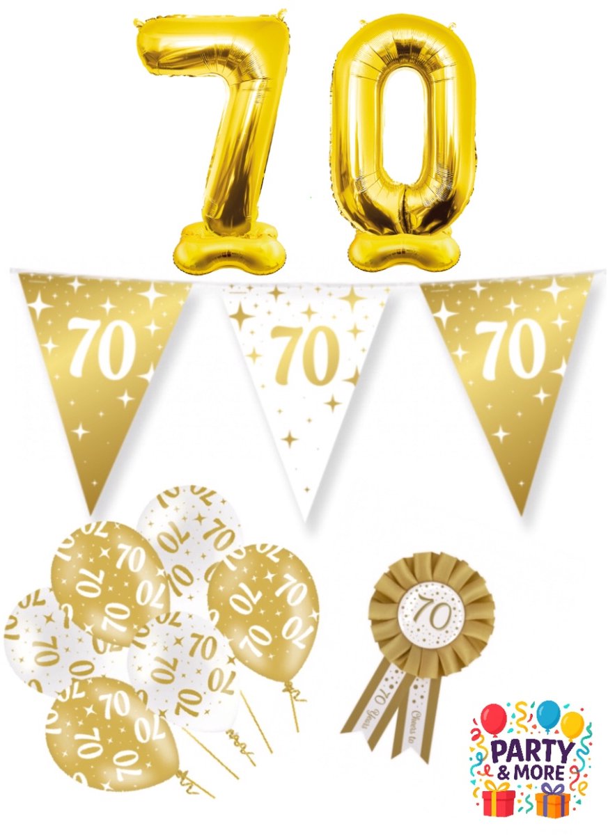 Party & More - 70 jaar - Luxe Gouden Feestdecoratie Set – Compleet Pakket – versiering - verjaardag
