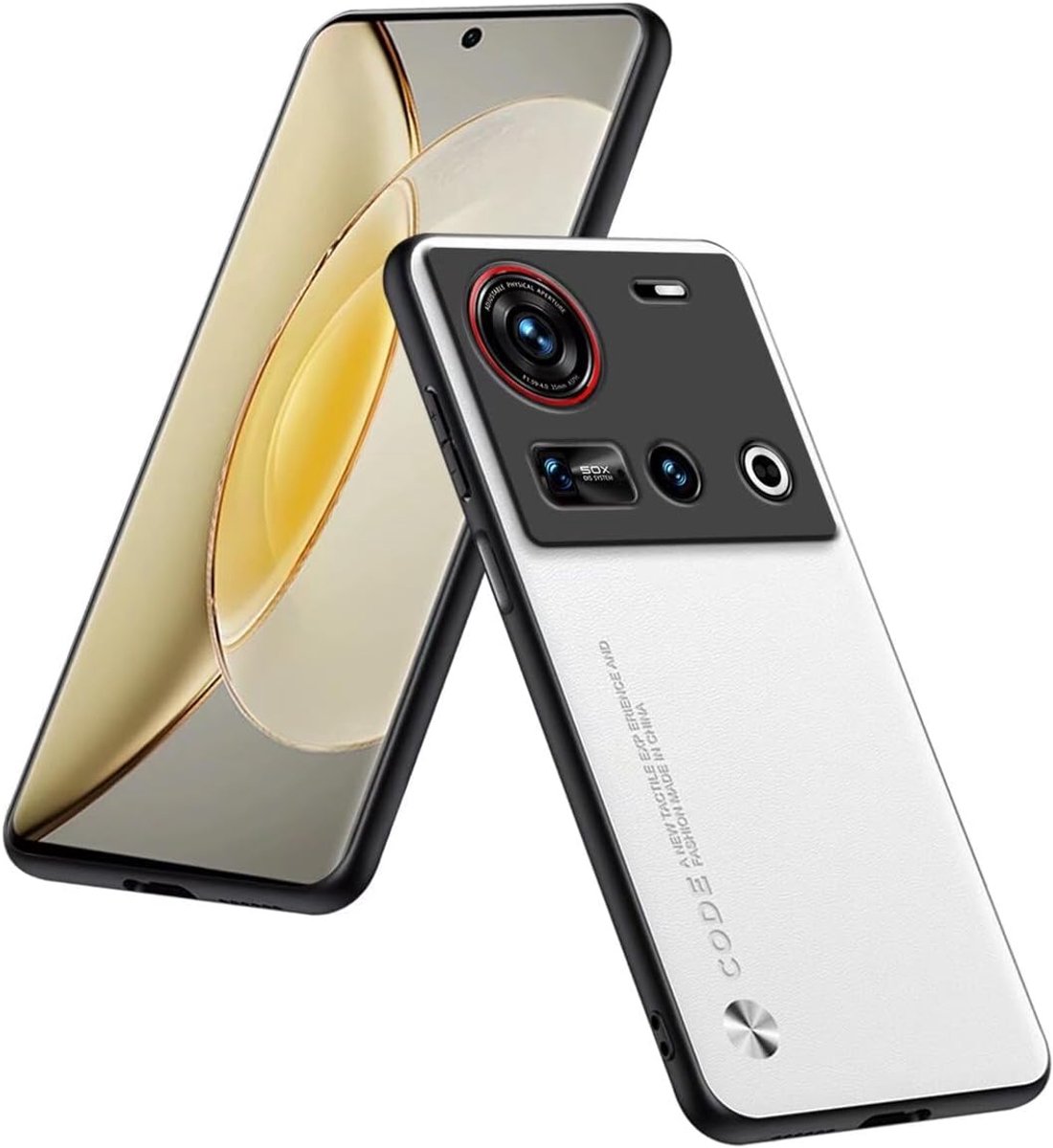 HULLIN Mobile Phone Case Compatible with Nubia Z70 Ultra (6.85 inch), Protective Case in PU Leather - White - ShopVlot