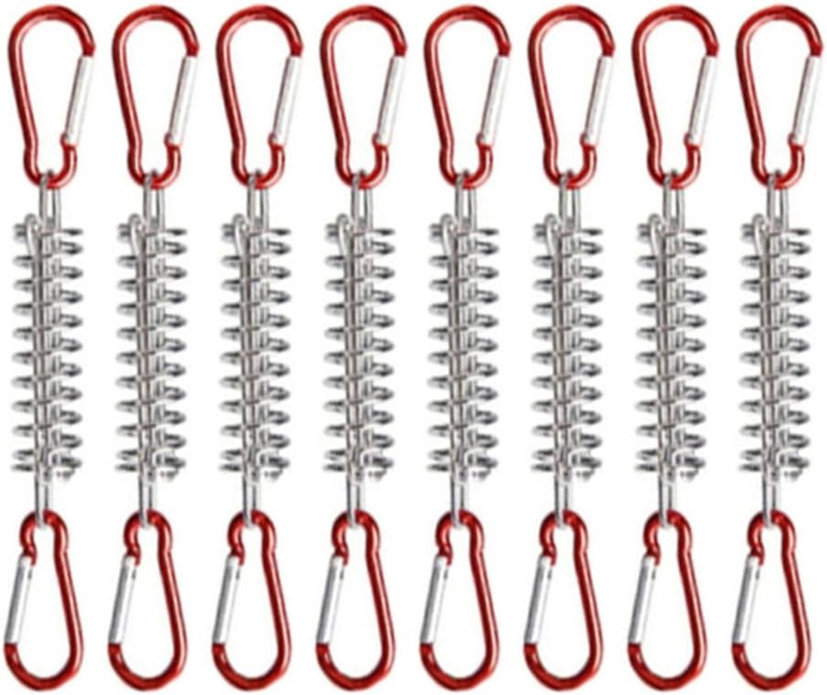 Pack of 8 Awning Tension Springs Accessories Tension Springs with 16 Carabiner Hooks for Camping Tent, Awning, Awning - ShopVlot