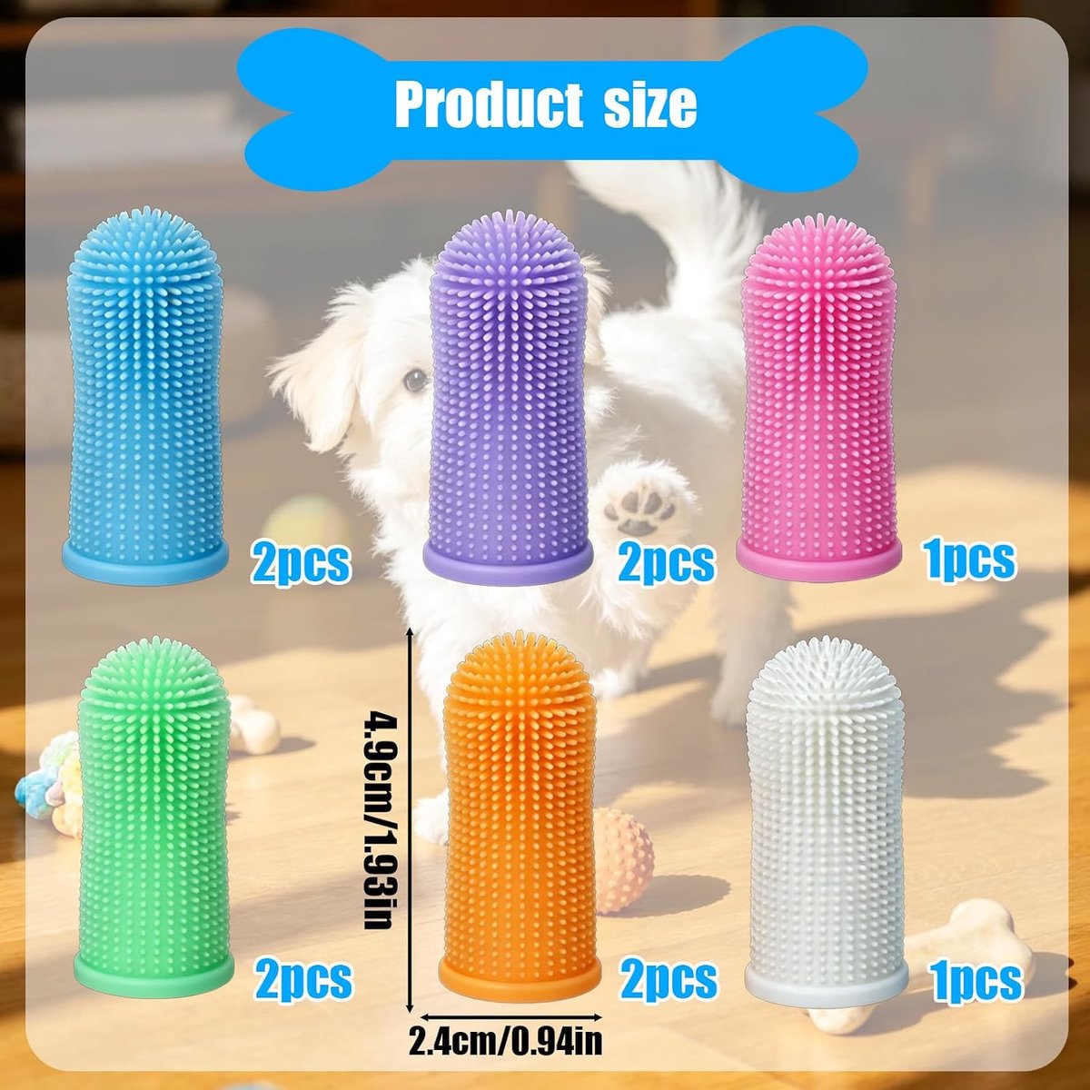 10 Stuks 360° Vinger Tandenborstel voor Honden en Katten – Siliconen Herbruikbare Huisdier Tandenborstel, Zachte - ShopVlot