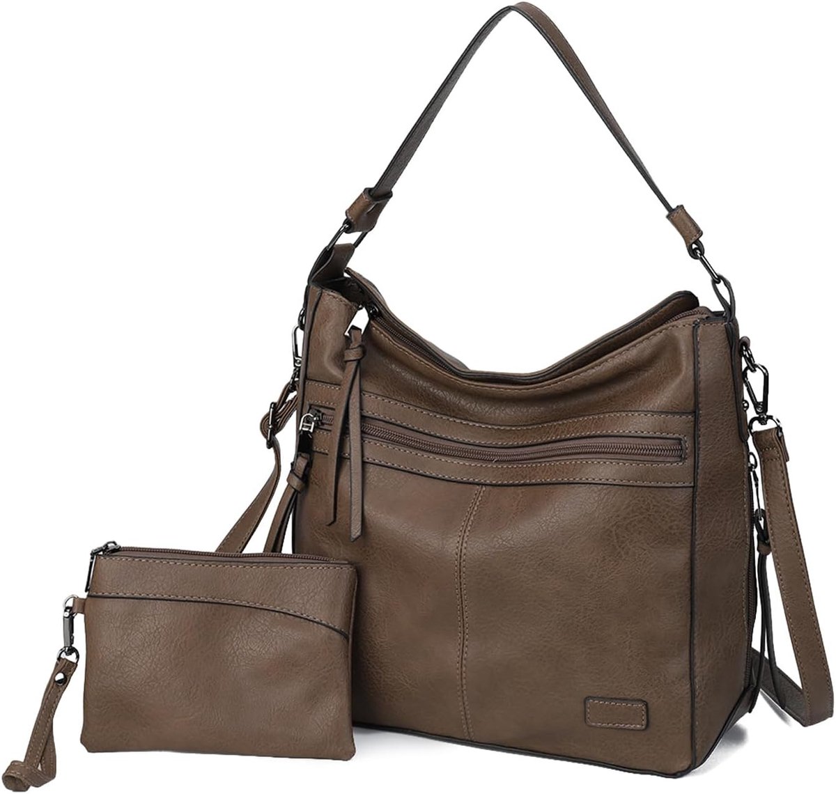Gladdon Large Shoulder Bag Women PU Leather Handbags Large Capacity Shoulder Bag Retro Crossbody Bag Mud - ShopVlot