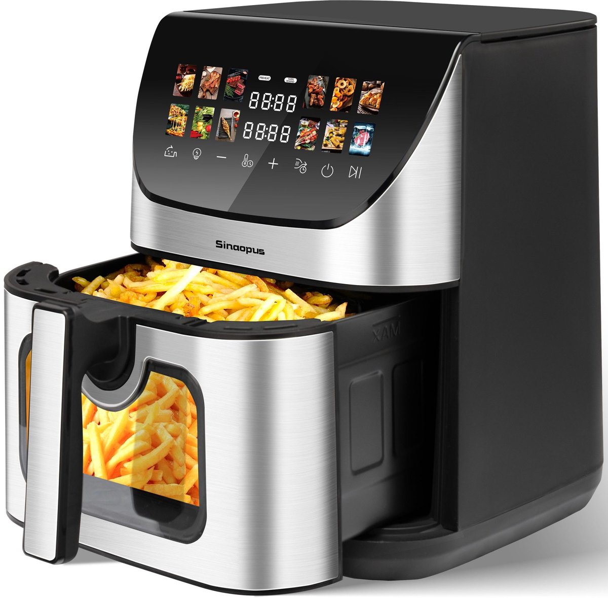 COVREO Heteluchtfriteuse XXL 8,5L zwart, kijkvenster, LED-touchscreen