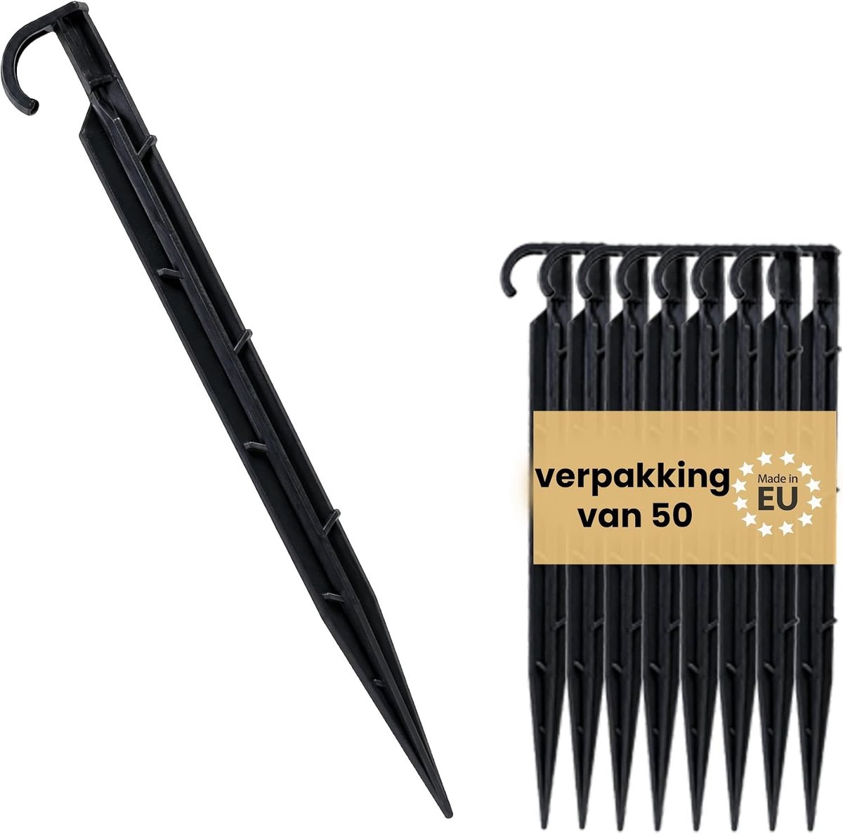 Grondanker - Zwart - 15 cm x 1,6 cm - Kunststof Bevestigingspen voor Druppelirrigatie - Set van 50 stuks