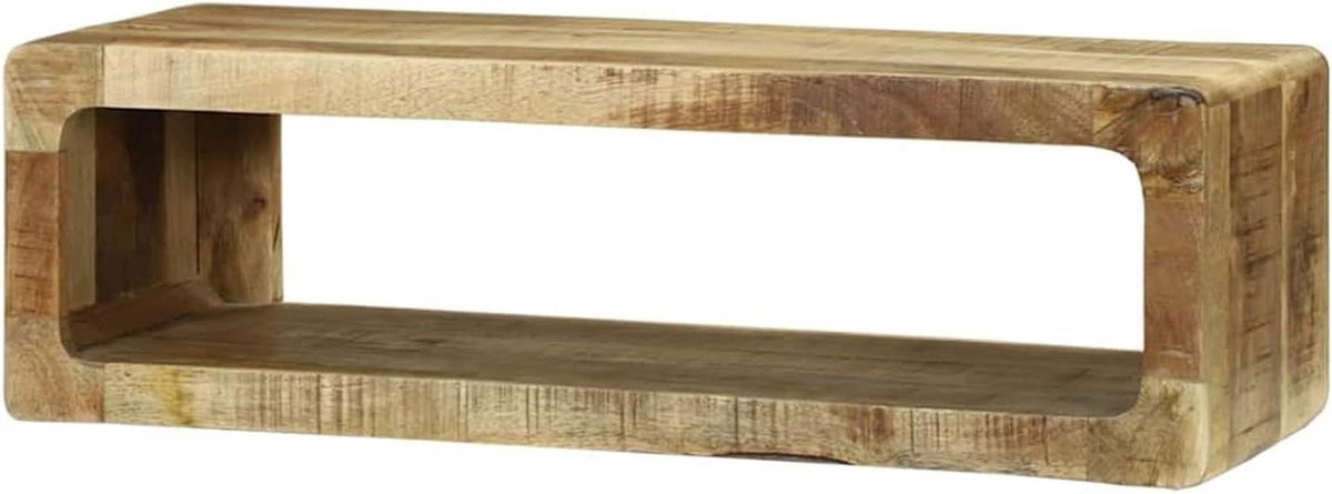 Tv-kast Massief Hout - Mediabox Meubel - Entertainmentsysteem Opbergen - Open Plank Design - 80 x 30 x 25 cm