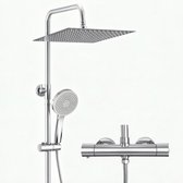 Sofetiy Max Regendouche RVS - Ø 30 cm - Handdouche Met 5 standen - Waterbesparend - Inclusief thermostaatkraan - Chroom