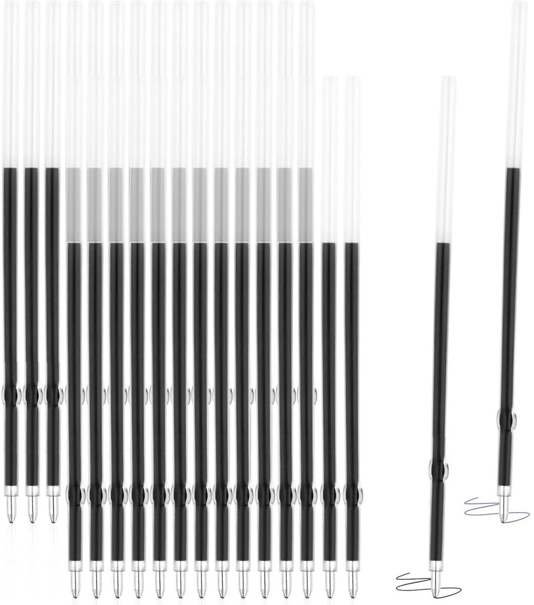GELLDG 60 Stuks Kugelschreiber Minen - Blauw en Zwart - 1,0 mm - 105 mm Lengte - Inklapbare Pen Navulling - Geschikt voor Kantoor, School en Thuis - Plastic Materiaal - Vervangbare Balpen Patronen