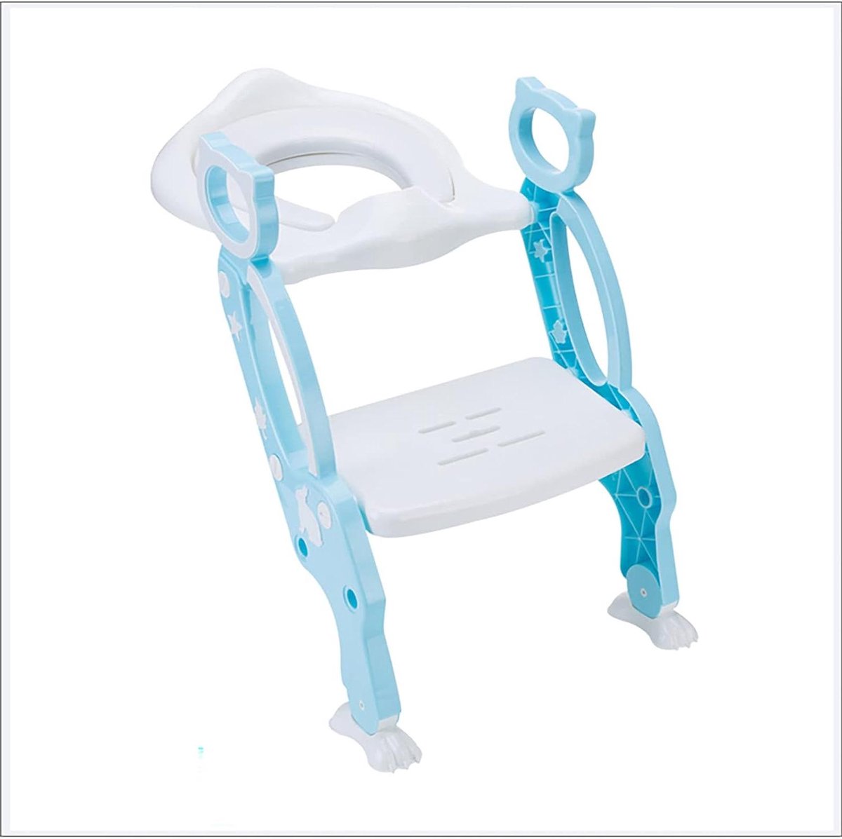 Potty Training Toilet Seat - Kinder Potty - Zelfstandig Toiletgebruik - Verstelbare Ladder - 34x36x62cm - Blauw