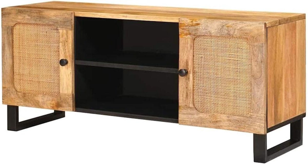 Tv-kast Massief Hout - Tv-meubel Mango - Opbergen Media - Plat Formaat - 105 x 33 x 46 cm - Bruin