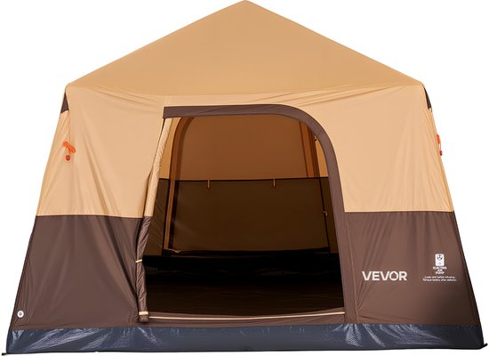 VEVOR Campingtent voor 6 Personen, Opblaasbare Familietent met Oplaadbare Pomp, Tpu-Luchtslang en 4 Gaasramen, Cabinetent met Draagtas voor Gezinskamperen en Wandelen, Beige van Vevor — afbeelding 2
