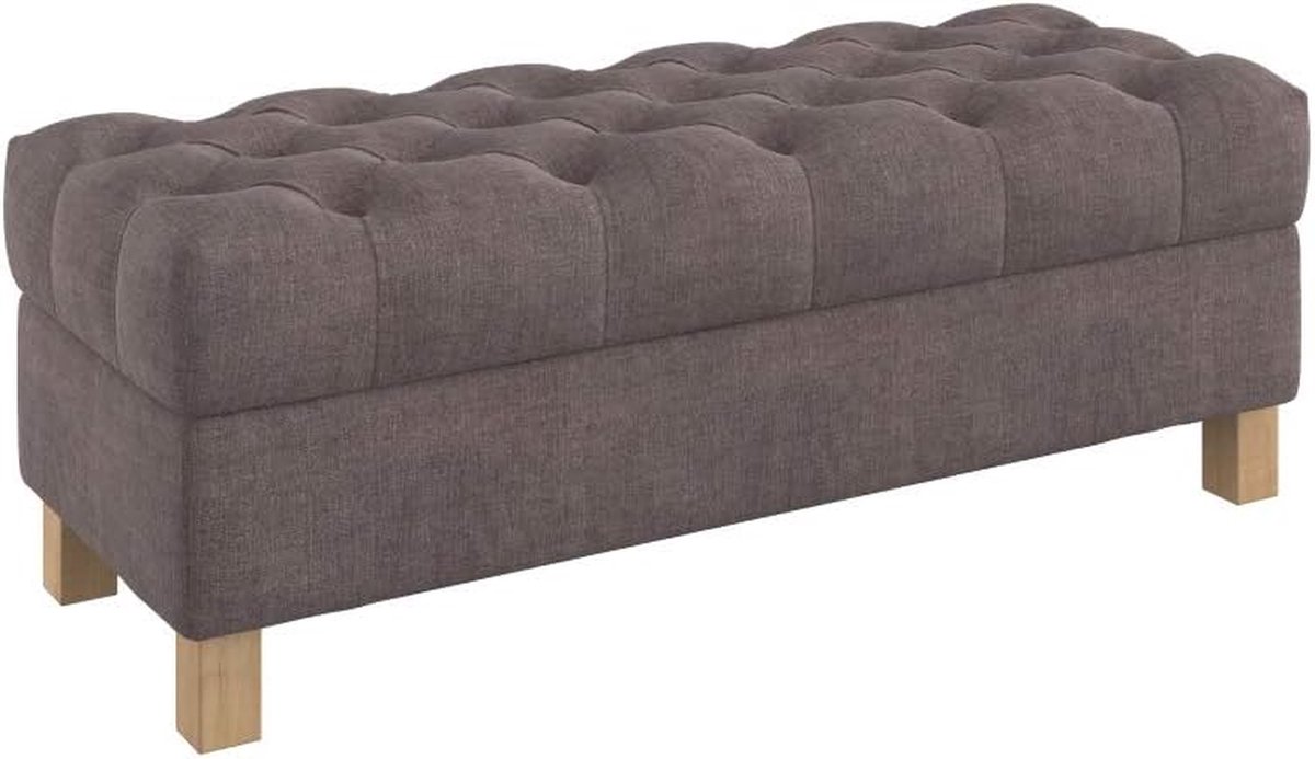 Opbergbank met Knopen - Voetenbank Dekenkist - Woonkamer Meubel - Waterafstotende Stof - 120 cm breed - Bruin