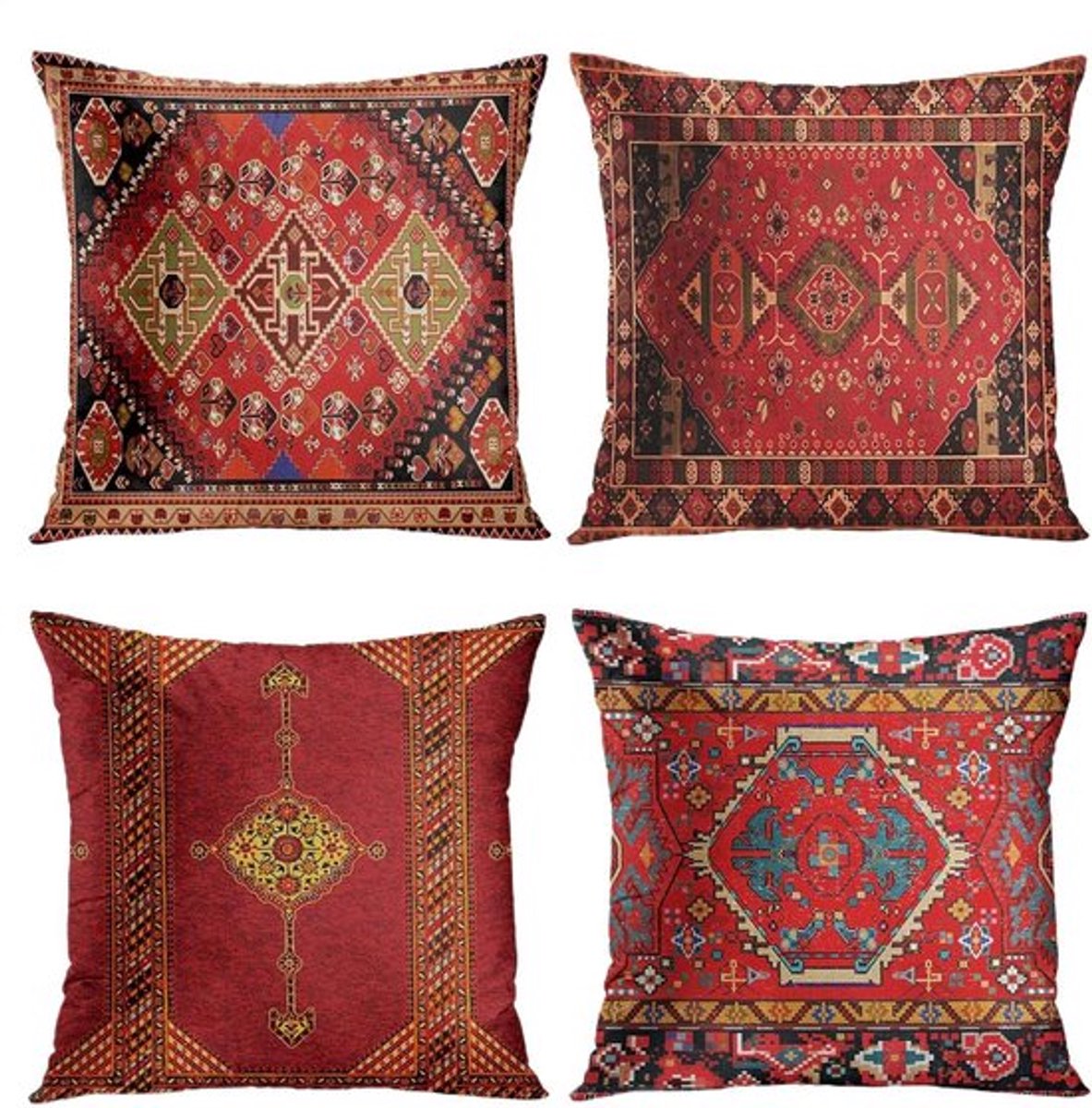 Casalora® Etnische Sierkussen Hoezen Retro Decoratieve Kleurrijke | Bankstel Sofa Vintage Kussenovertrekken Voor Studentenverblijf Kantoor Appartement Slaapvertrek Woonkamer Hotelverblijf