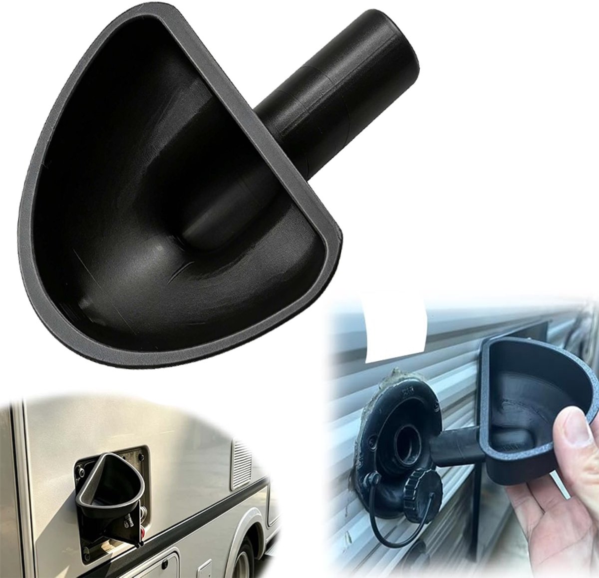 KZQ Watertoevoertrechter - 3D Ontwerp - Opvouwbaar - Overloopbeveiliging - Voor Caravan Watertank - 1 Stuk - Zwart