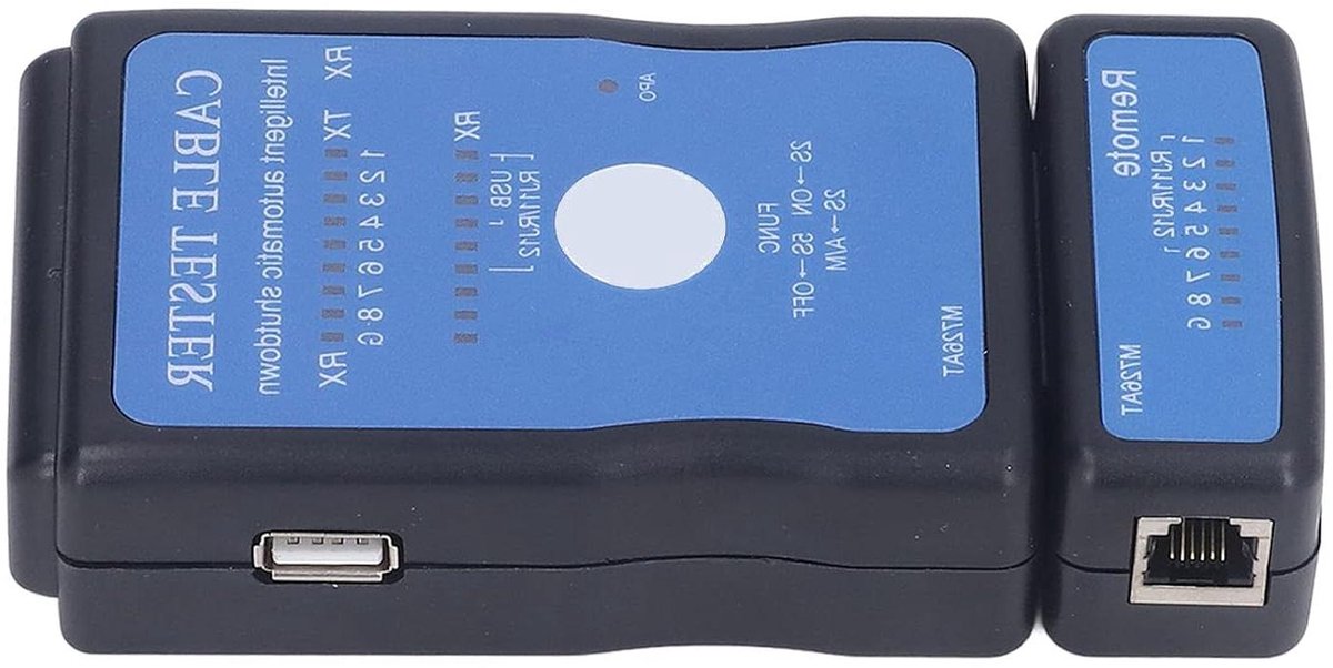 Netwerktester - Kabeltester - LAN Testen - Diverse Kabeltypes - 16x11x4 cm - Grijs