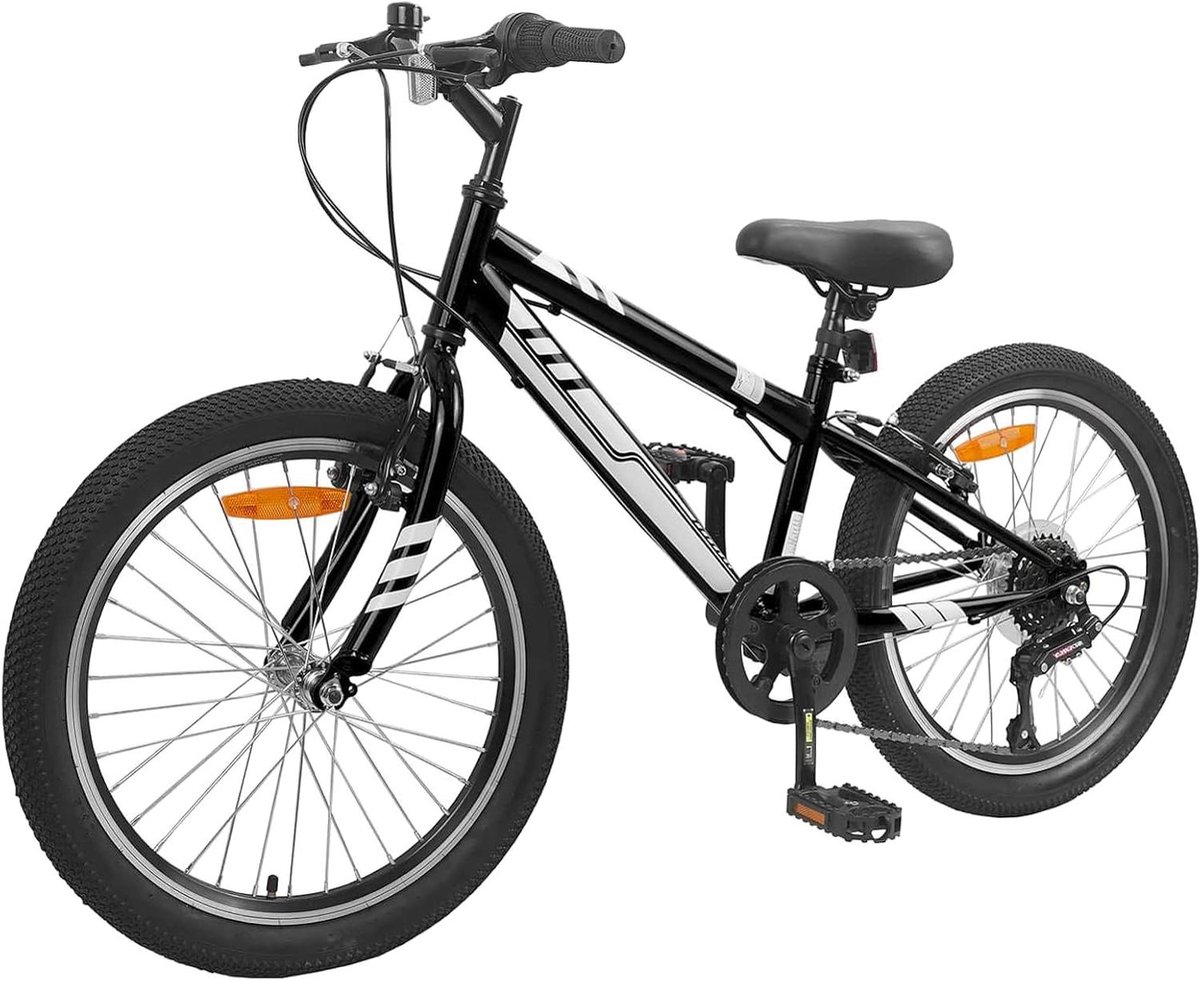 Kinder Mountainbike Jeugdfiets Jongensfiets Vrije Tijd Stalen Frame 20 inch Zwart