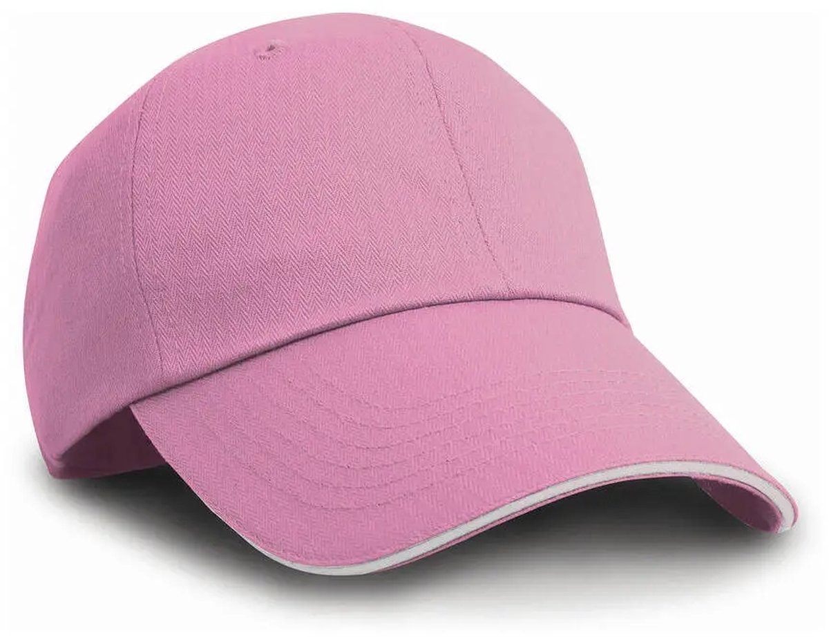 Result Herringbone Cap With Sandwich Peak RH38 - Pink/White - One size