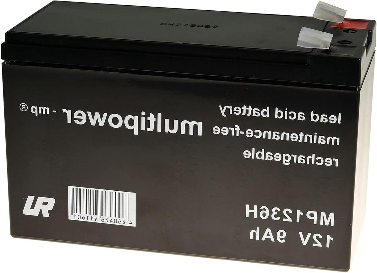 Vervangingsaccu Loodbatterij - UPS Accu Noodstroom - Stroomvoorziening Beveiligen - Oplaadbaar Onderhoudsvrij - 12V 9Ah - Zwart