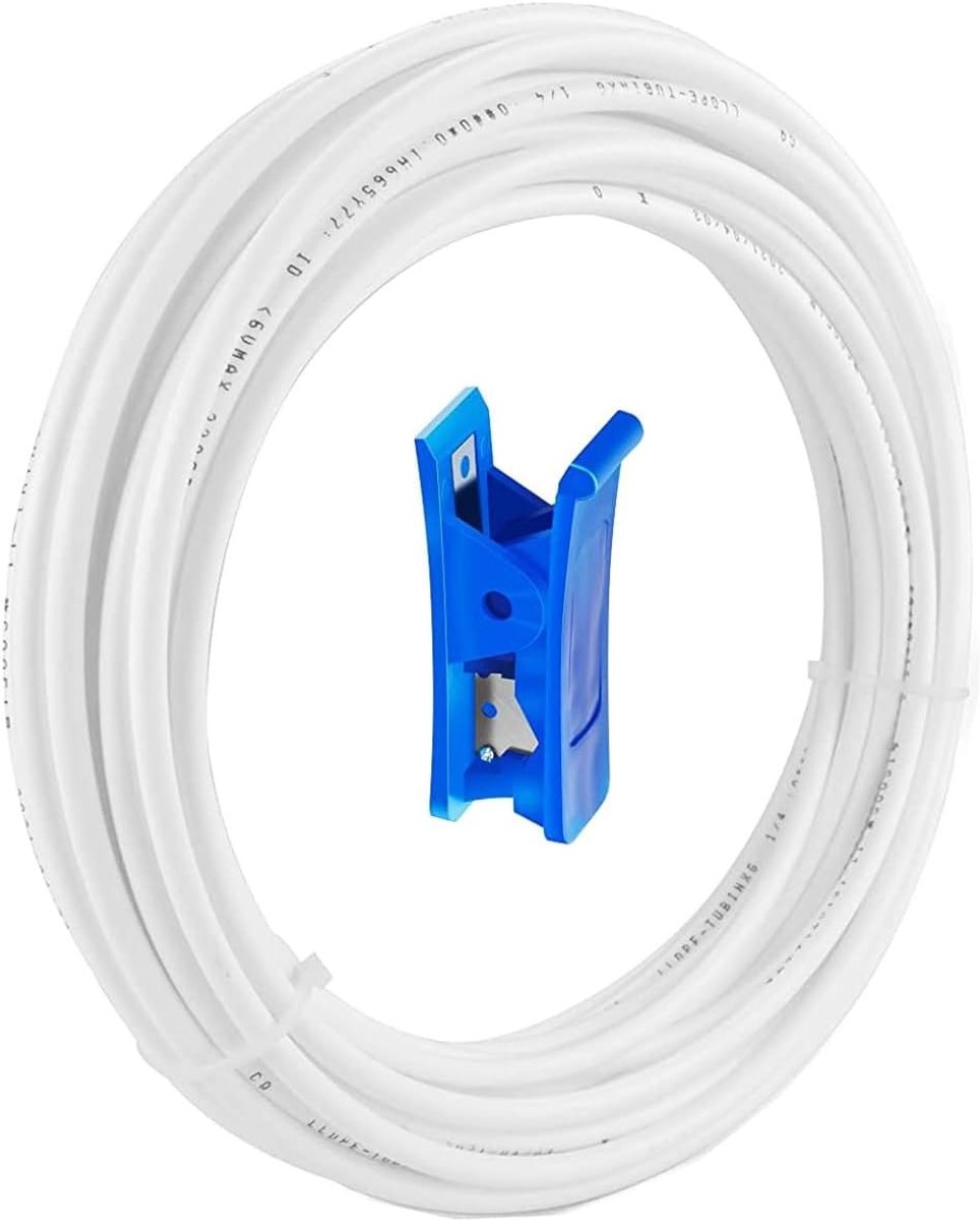 10 meter witte koelkast slang voor waterfilter, osmose en aquariums, 3/8" aansluiting met slangensnijder