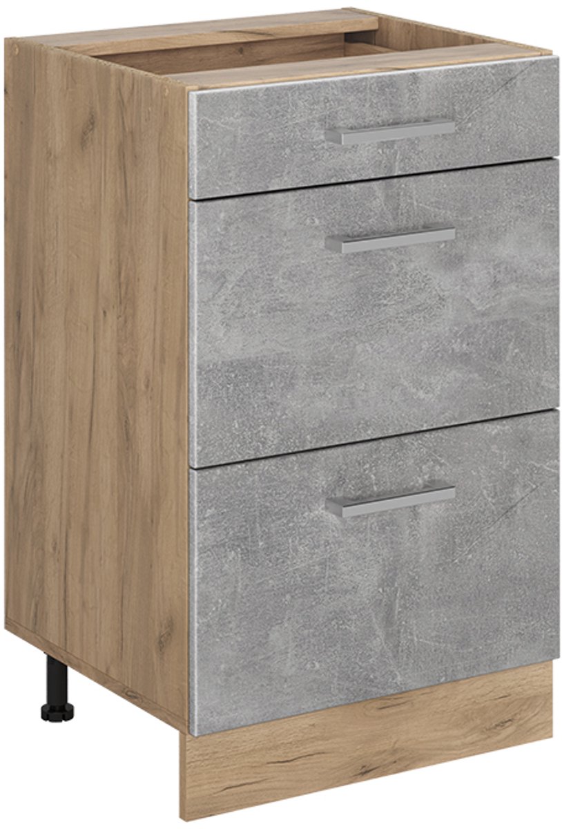 Vicco Keukenonderkast R-Line, Beton/Goudkleurig Eiken, 50 cm zonder werkblad