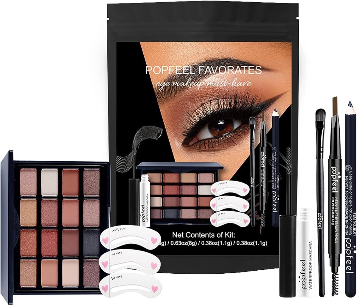 Complete Make-up Set voor Vrouwen, Reisformaat met Oogschaduw Palette, Mascara, Oogpotlood en Cosmetische Kwasten voor Perfecte Look