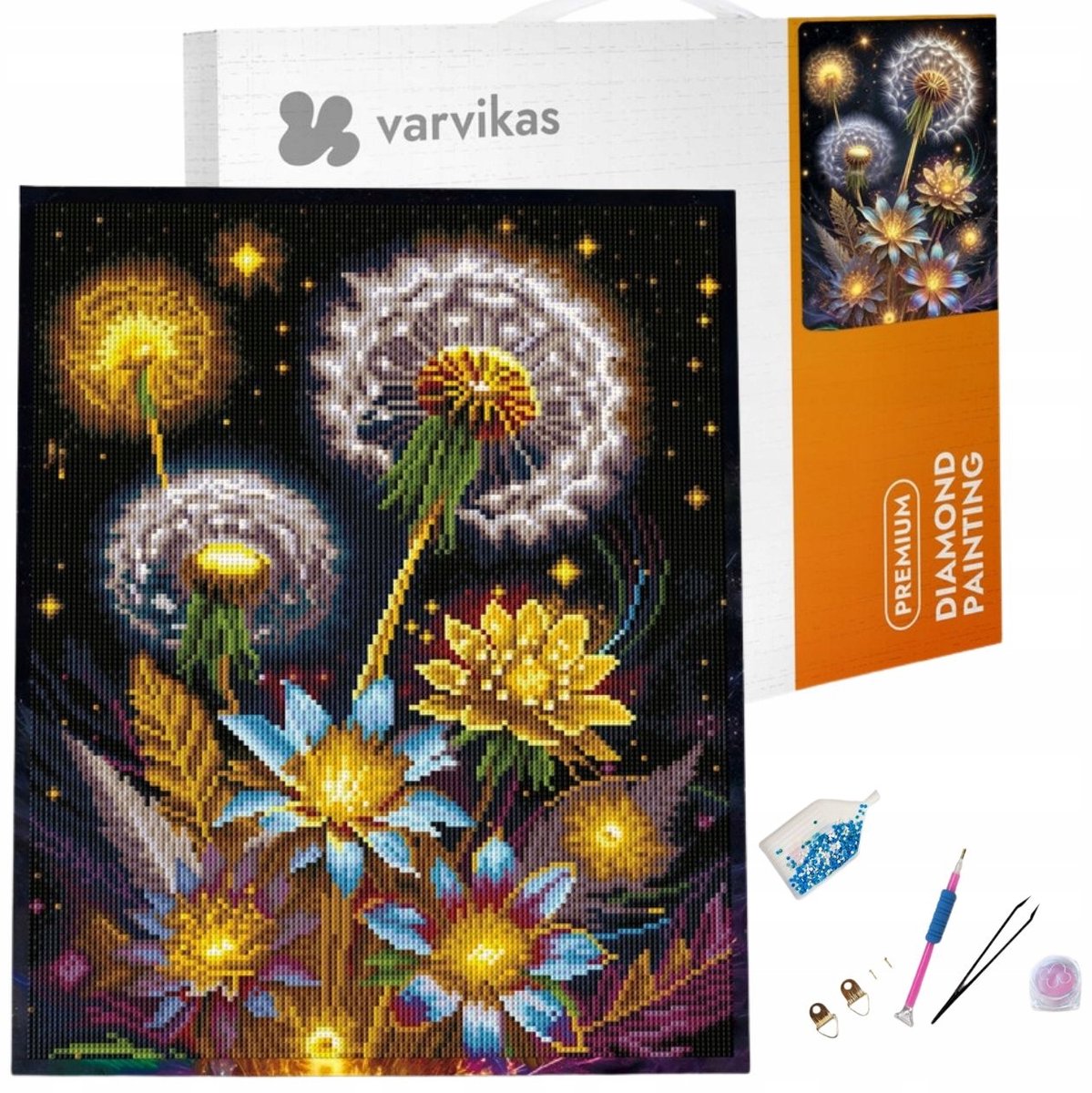 Diamond Painting 40x50cm - Nachtbloemen op Canvas met Frame