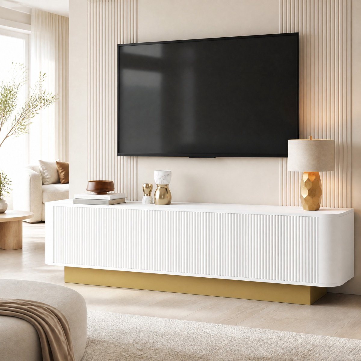 COVREO TV-meubel 170x40,5x47 cm wit MDF en spaanplaat, met opbergruimte