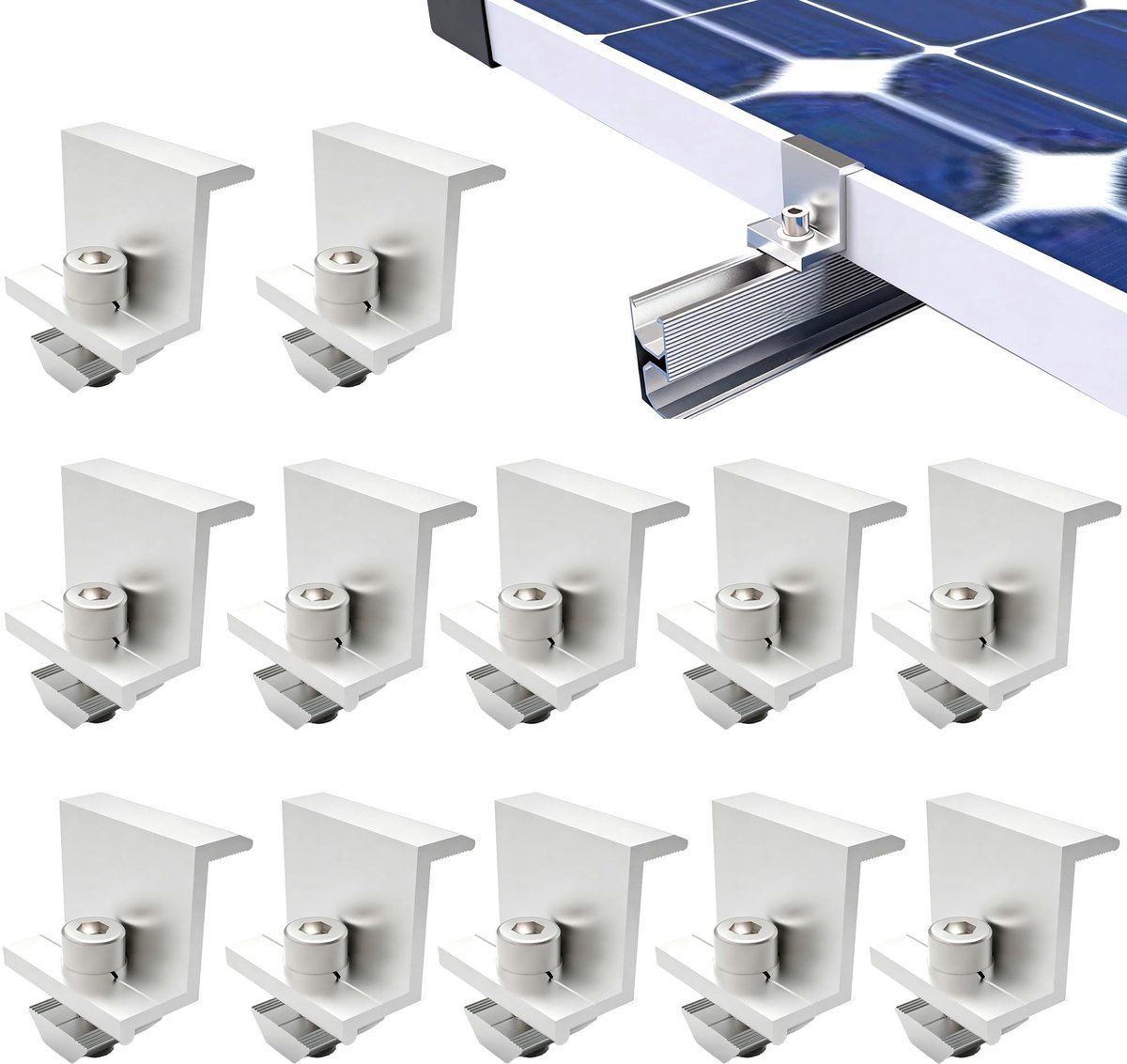 Omgoods - Set van 12 Zonnepaneel Montagebeugels van Aluminium