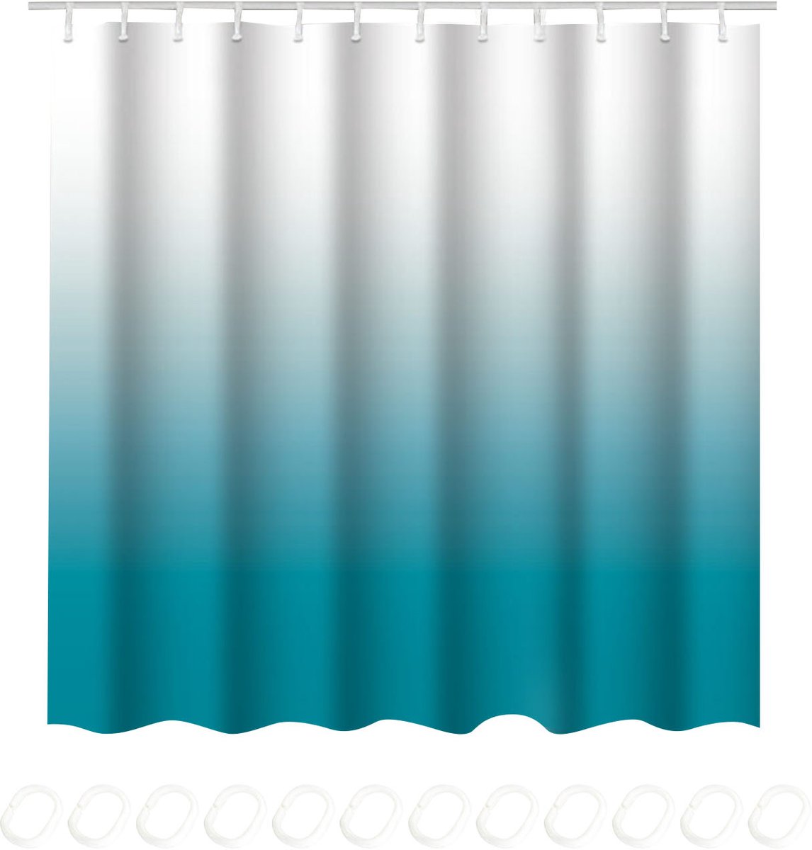 MODFU Douchegordijn – 180x200 cm – Waterafstotend & snel drogend – Stijlvol blauw verloop – Wasbaar badkamer gordijn – Polyester – Blauw verloop