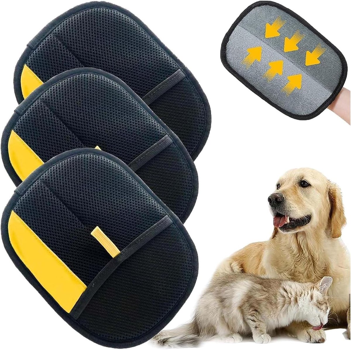 Dierenhaarverwijderaar handschoen voor honden en katten, herbruikbaar en antistatisch, ideaal voor meubels en kleding, effectief en gemakkelijk in gebruik