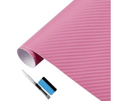 Vinylfolie Koolstofvezel - Auto Wrap - Voertuig Customizen - Blaasvrije Installatie - 30x152 cm - Roze