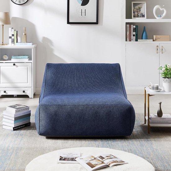 Opblaasbare Ligstoel - Strandstoel Luchtbank - Outdoor Relaxen - Dubbelwandig Textieloppervlak - 123 x 110 x 68 cm - Blauw — afbeelding 2