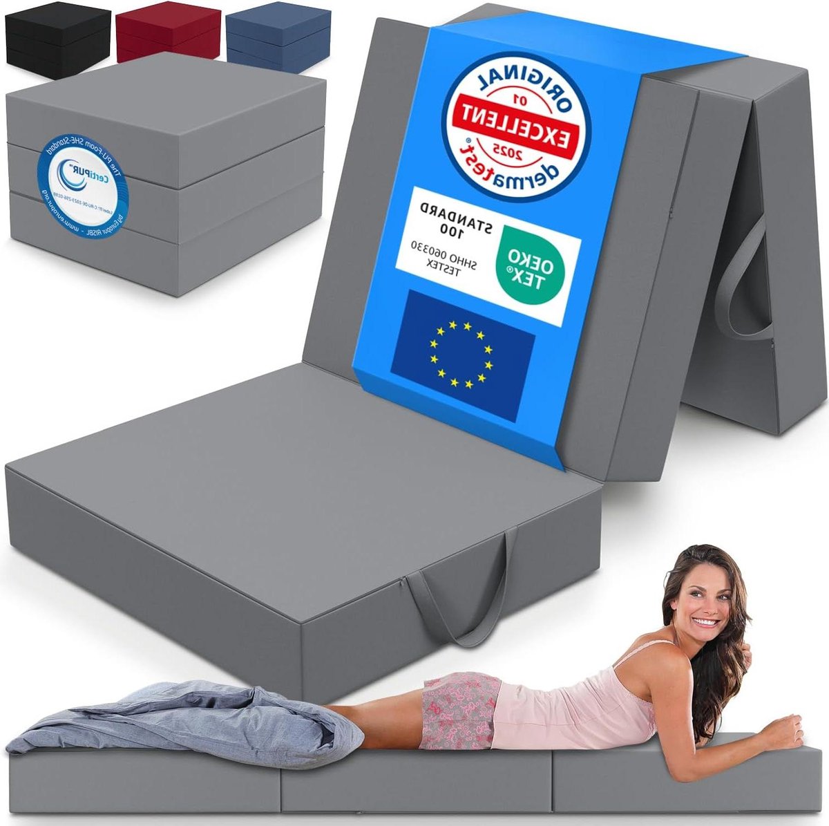 Opvouwbaar Matras - Vouwmatras Logeermatras - Gasten Ontvangen - Extra Dik Schuim - 75 x 195 x 15 cm - Grijs